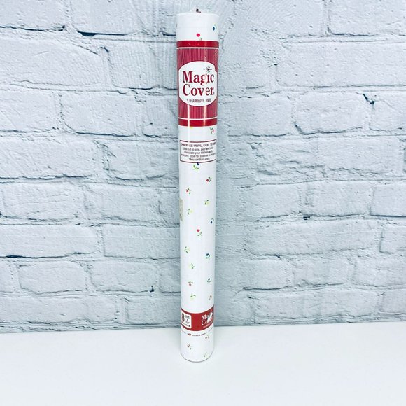 Vtg Magic Cover Draw Shelf Self-Adhesive Vinyl Liner 24'x 18" White W/ Tulips - Picture 6 of 6
